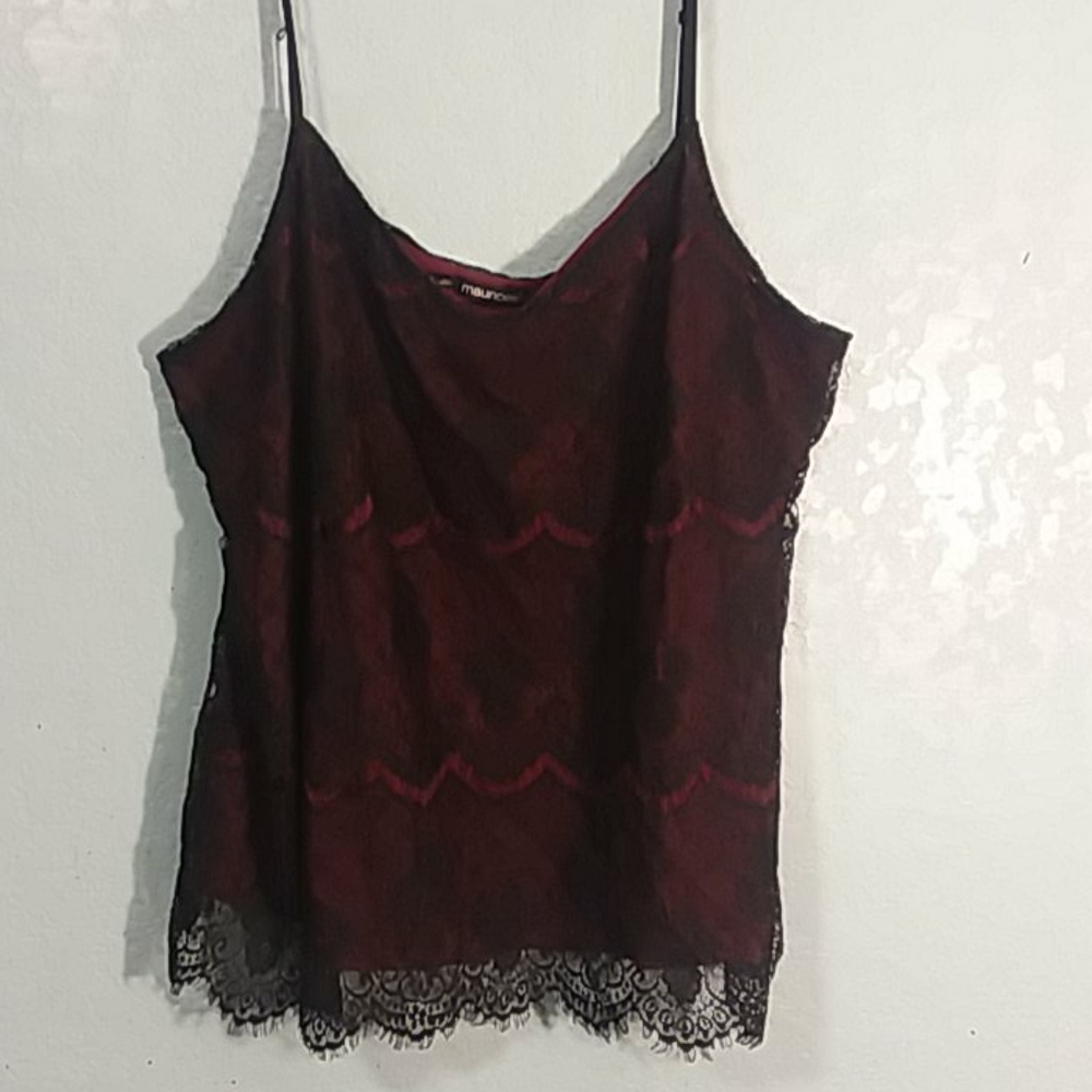 Maurices black lace over maroon tank cami 3xl